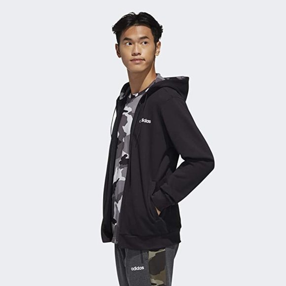 🆕adidas Men's Fast and Confident All Over Print Hooded Track Jacket, MD-Black/W - Picture 2 of 7